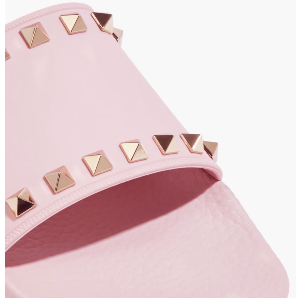 Valentino Garavani Pink Slides with Gold Studs
